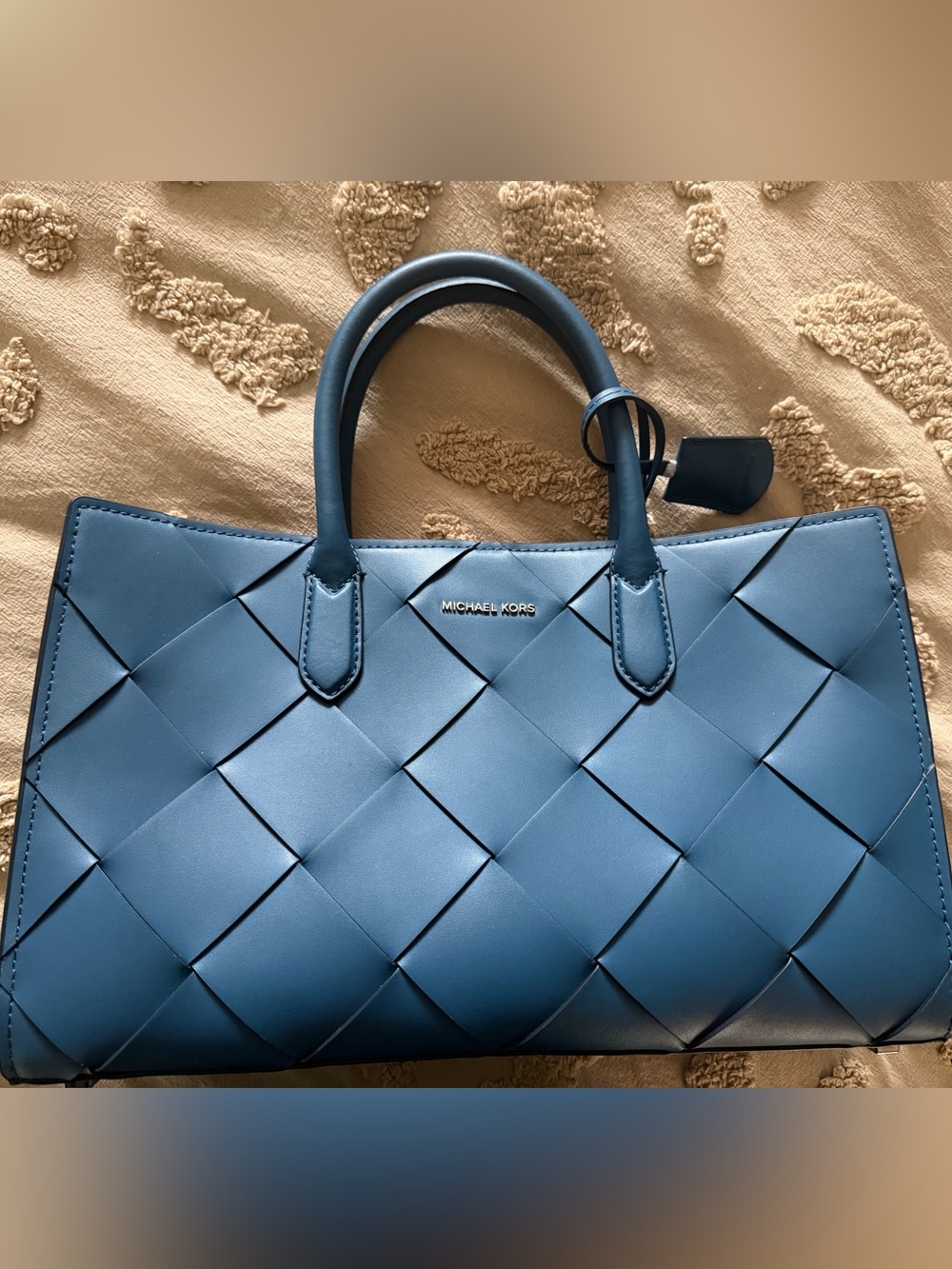 Michael Kors Blue Woven Leather Tote